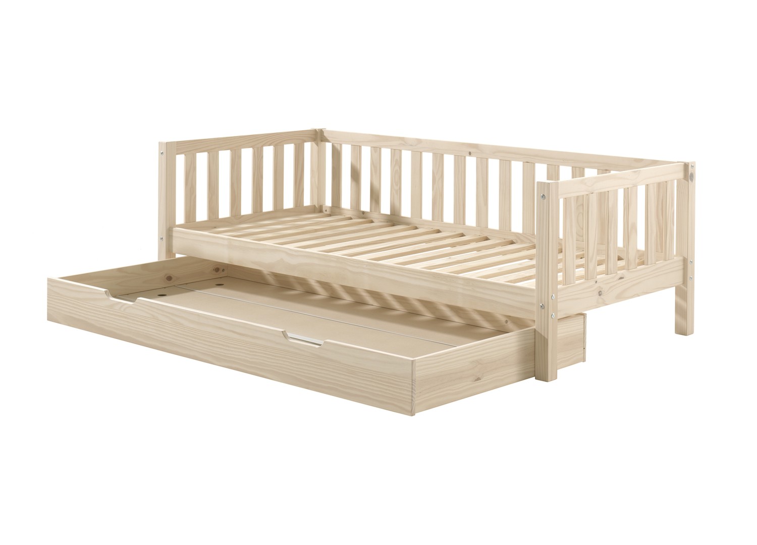 Lit Fritz Pine naturel avec lit gigogne 90x190 sorti
