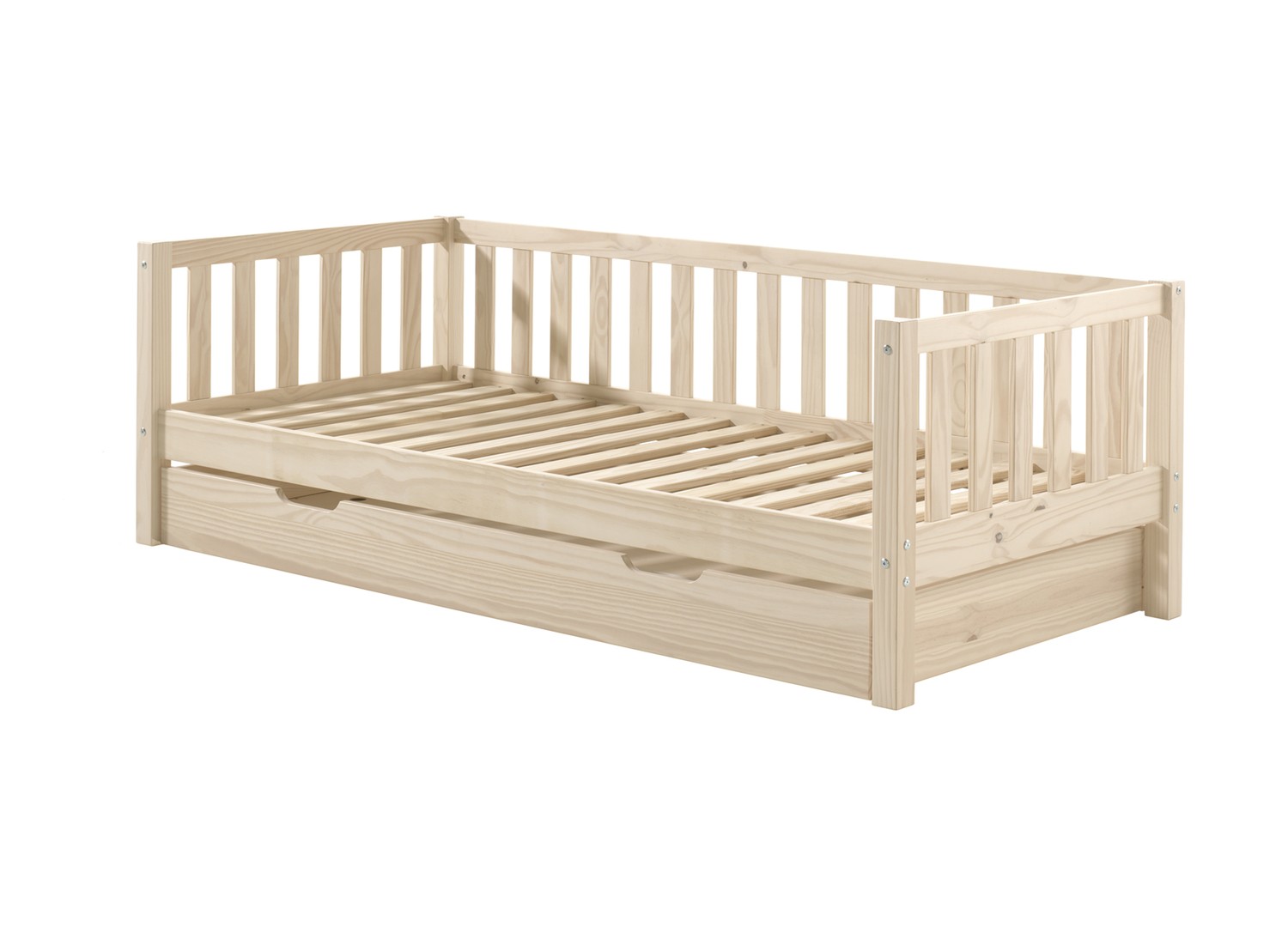 Lit enfant 90x200 avec lit gigogne en pin massif naturel Fritz Pine