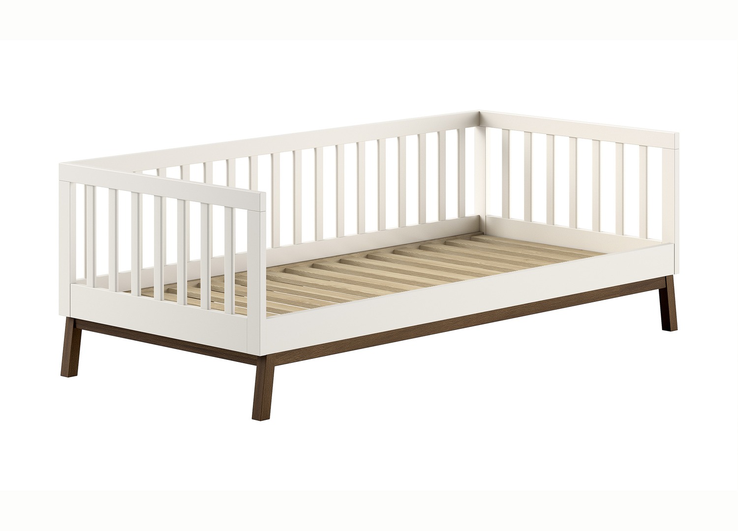 Lit enfant banquette 90x200 argile et noyer Sezane vue complète