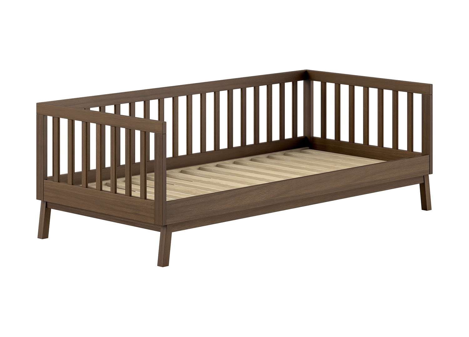 Lit enfant banquette 90x200 noyer Sezane vue complète