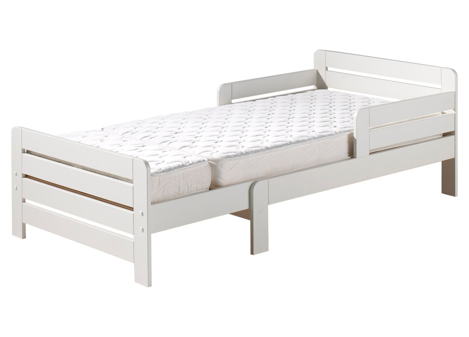 Lit Jumper blanc déployé avec son matelas en longueur 200 cm