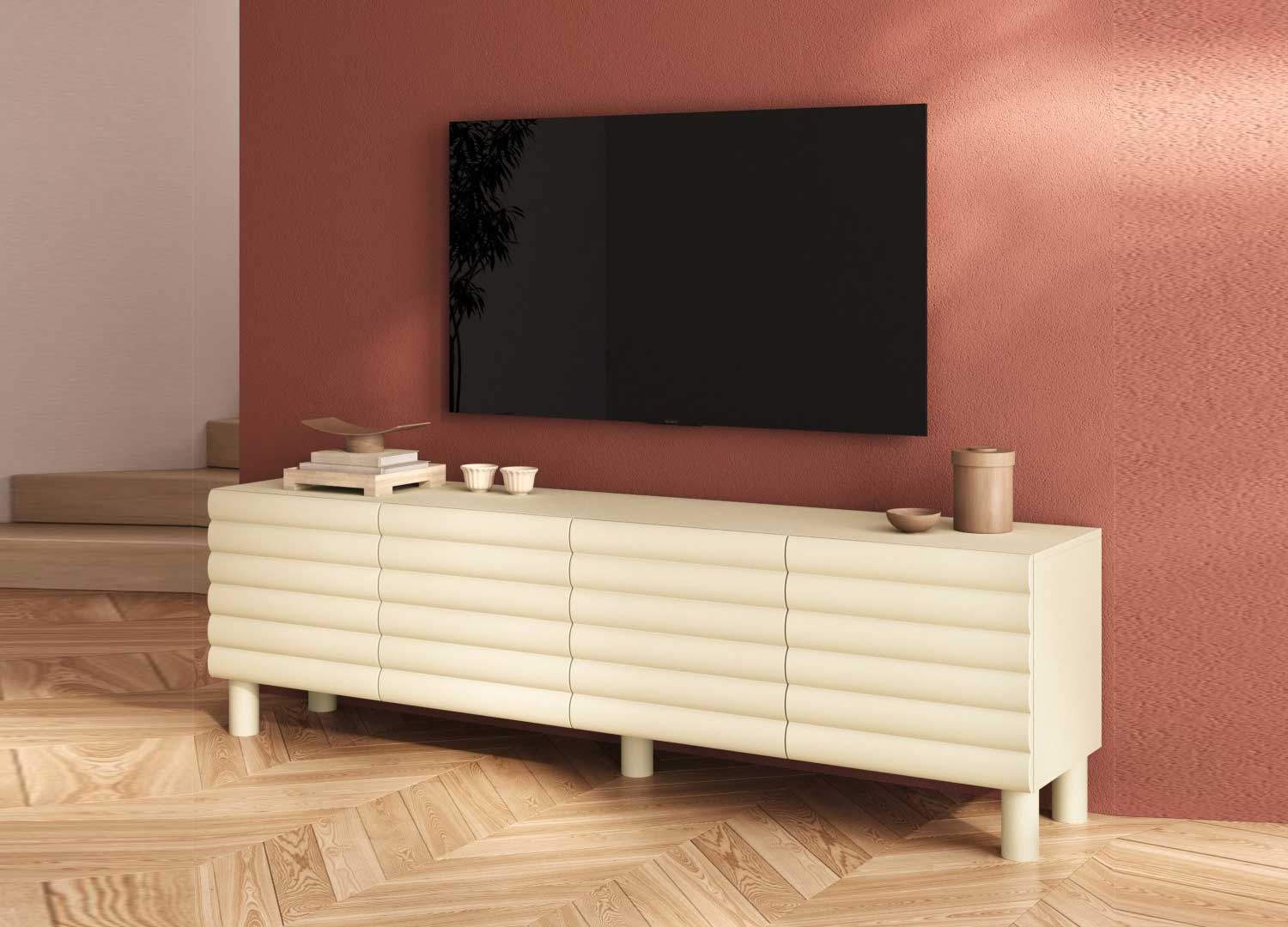 Meuble télévision moderne pas cher 4 portes
