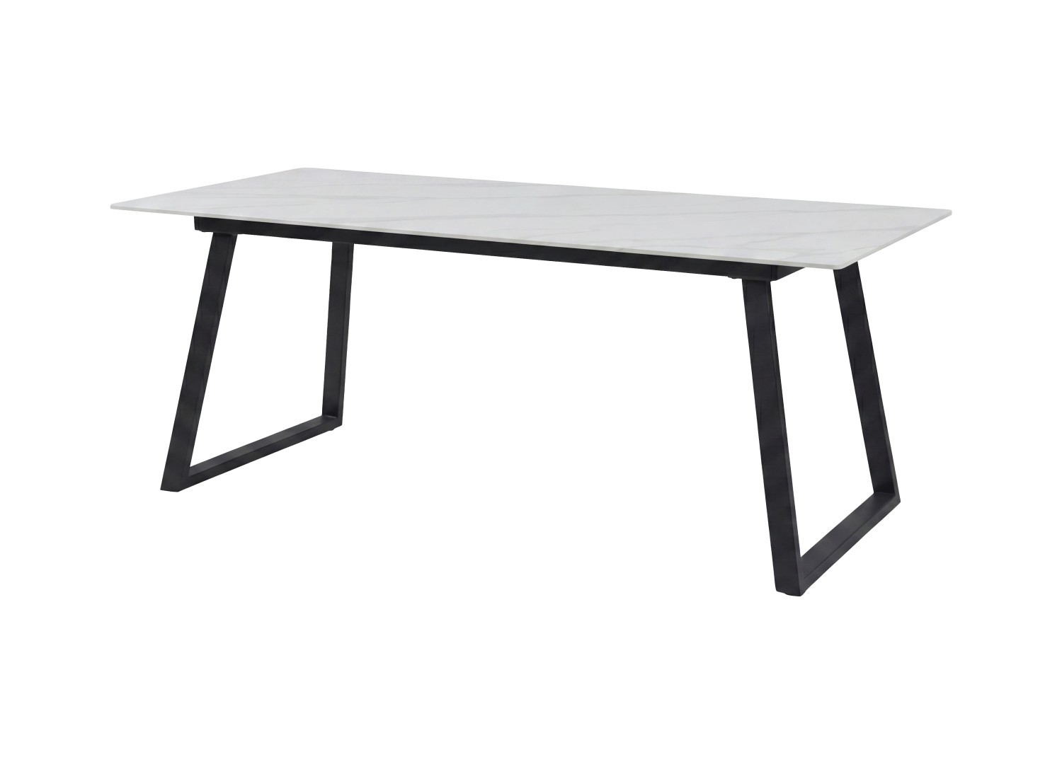 Table à manger rectangulaire Estelle pierre frittée effet marbre blanc 200 cm — vue produit 12
