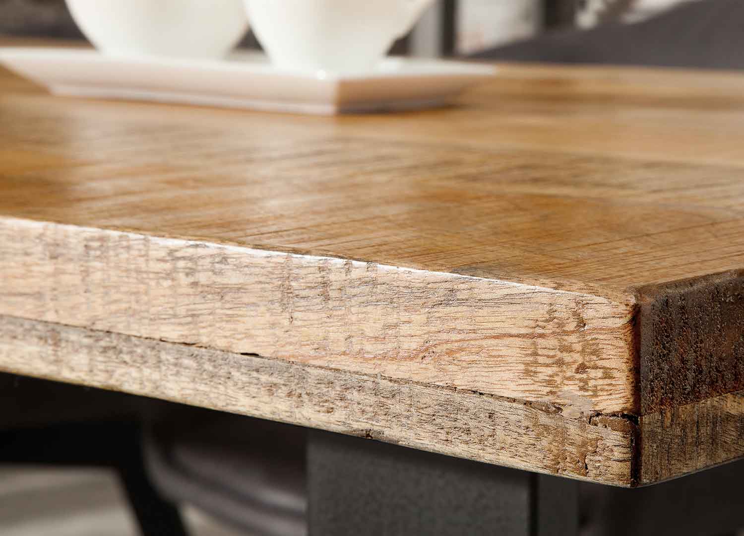 Plateau épais en manguier massif de la table à manger industrielle