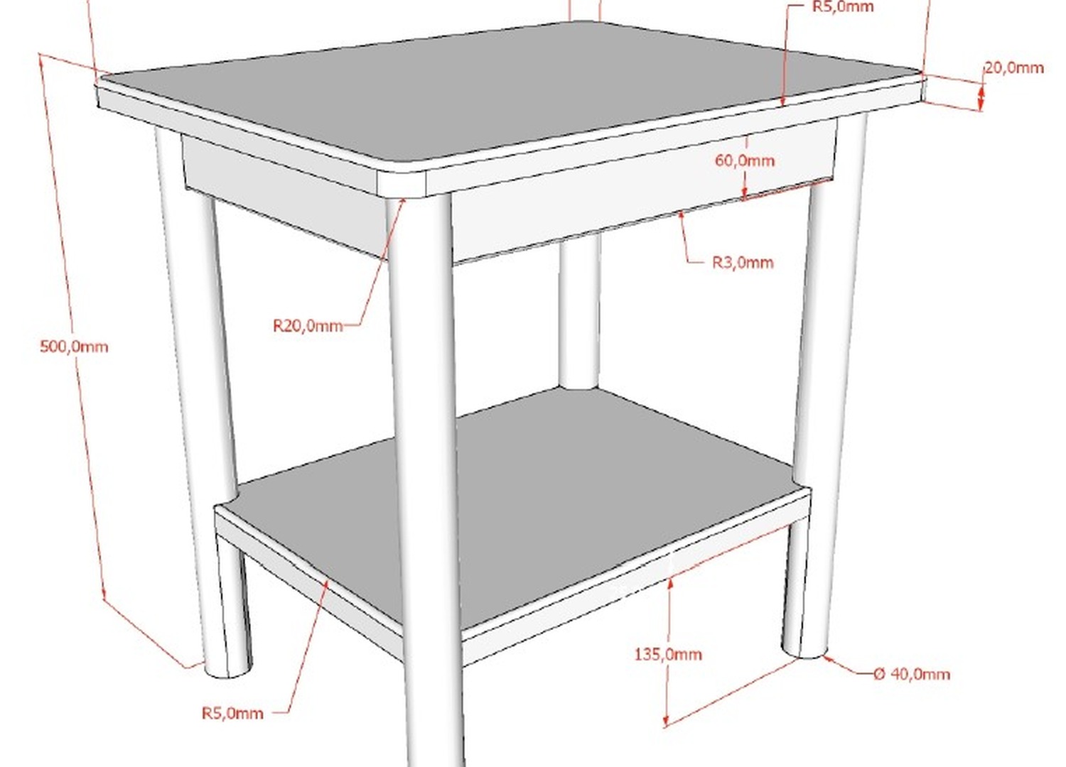 Table de chevet ado en chêne Olive – Image 3