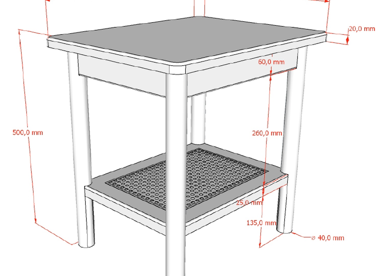 Table de chevet ado chêne et rotin Olive – Image 3