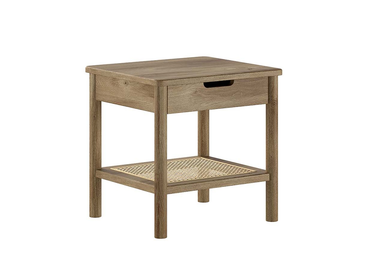 Table de chevet ado avec tiroir chêne et rotin Olive – Image 2