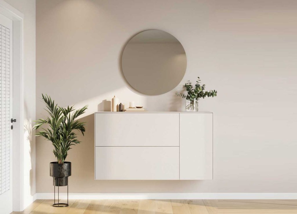 Ensemble entrée suspendu meuble à chaussures et miroir