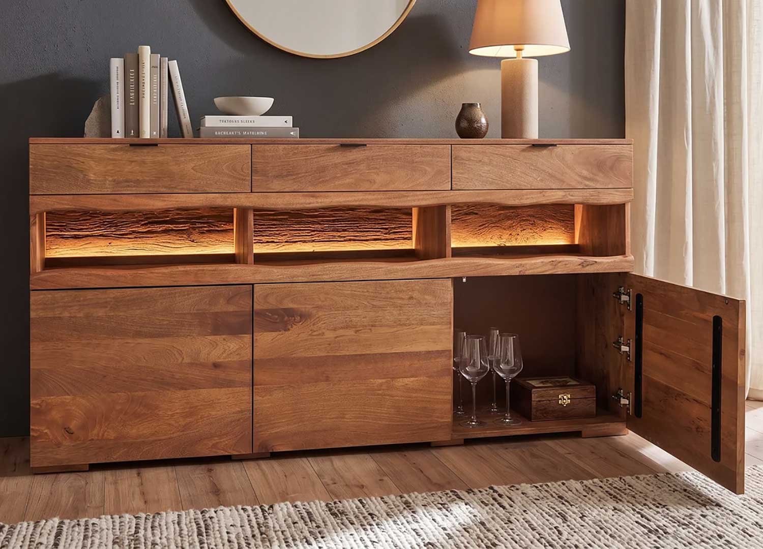 buffet 180 cm bois de manguier marron