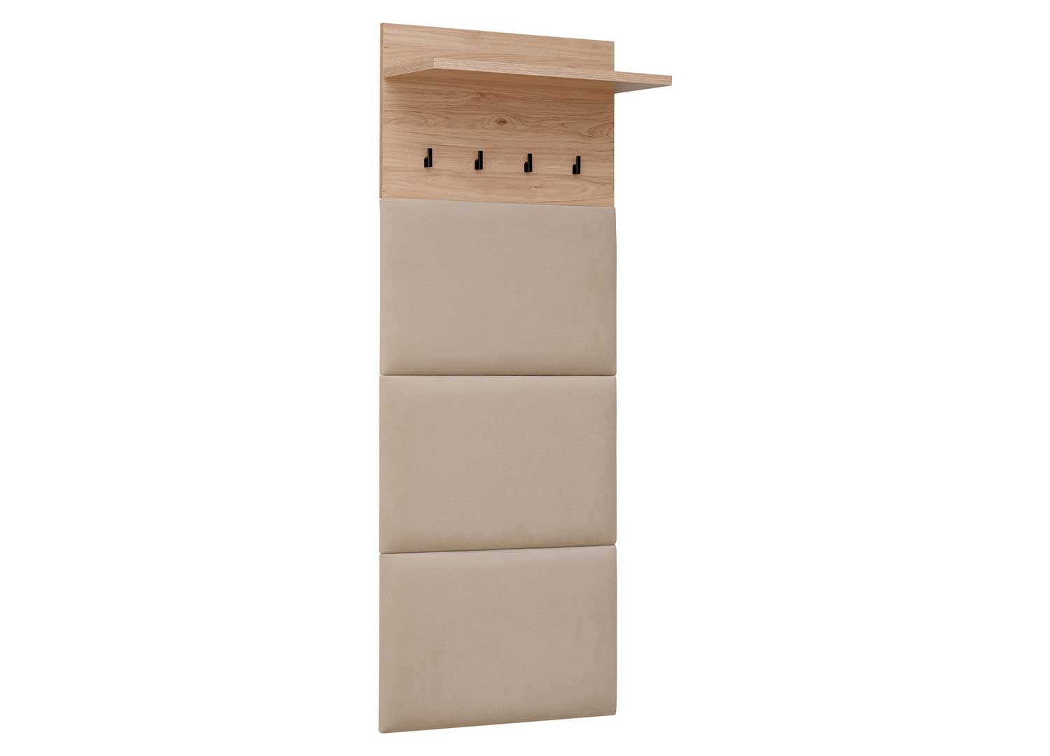 Panneau vestiaire bois et tissu beige