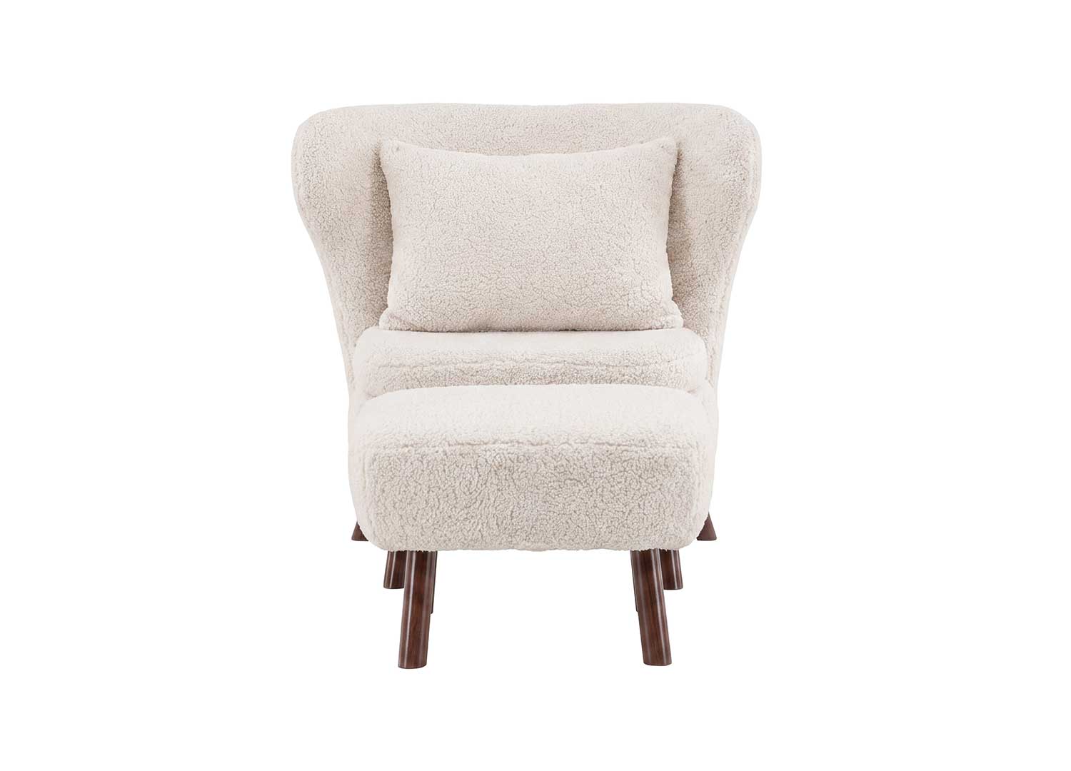 fauteuil bouclette blanc avec repose-pieds