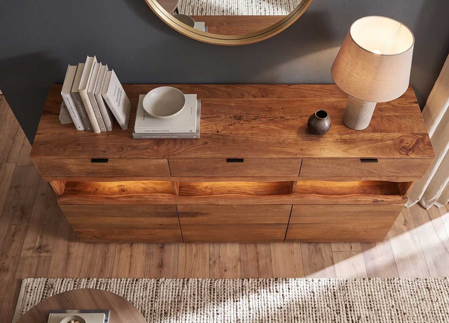 buffet salon bois massif 180 cm