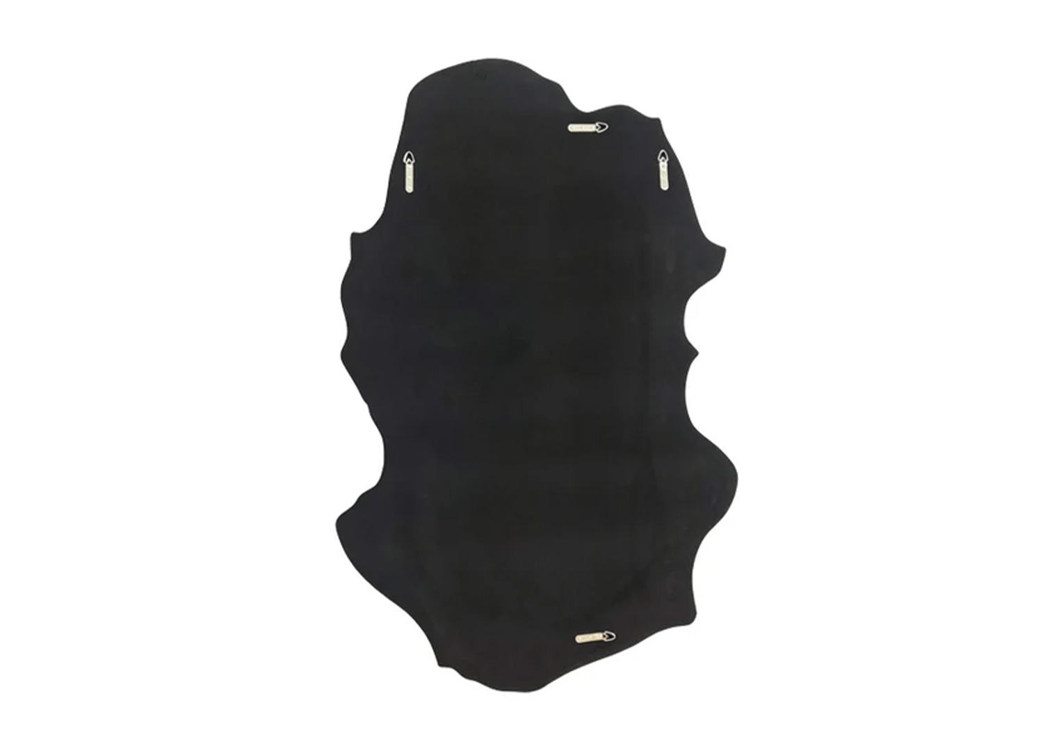 Vue arrière du miroir asymétrique avec panneau noir et plusieurs attaches murales